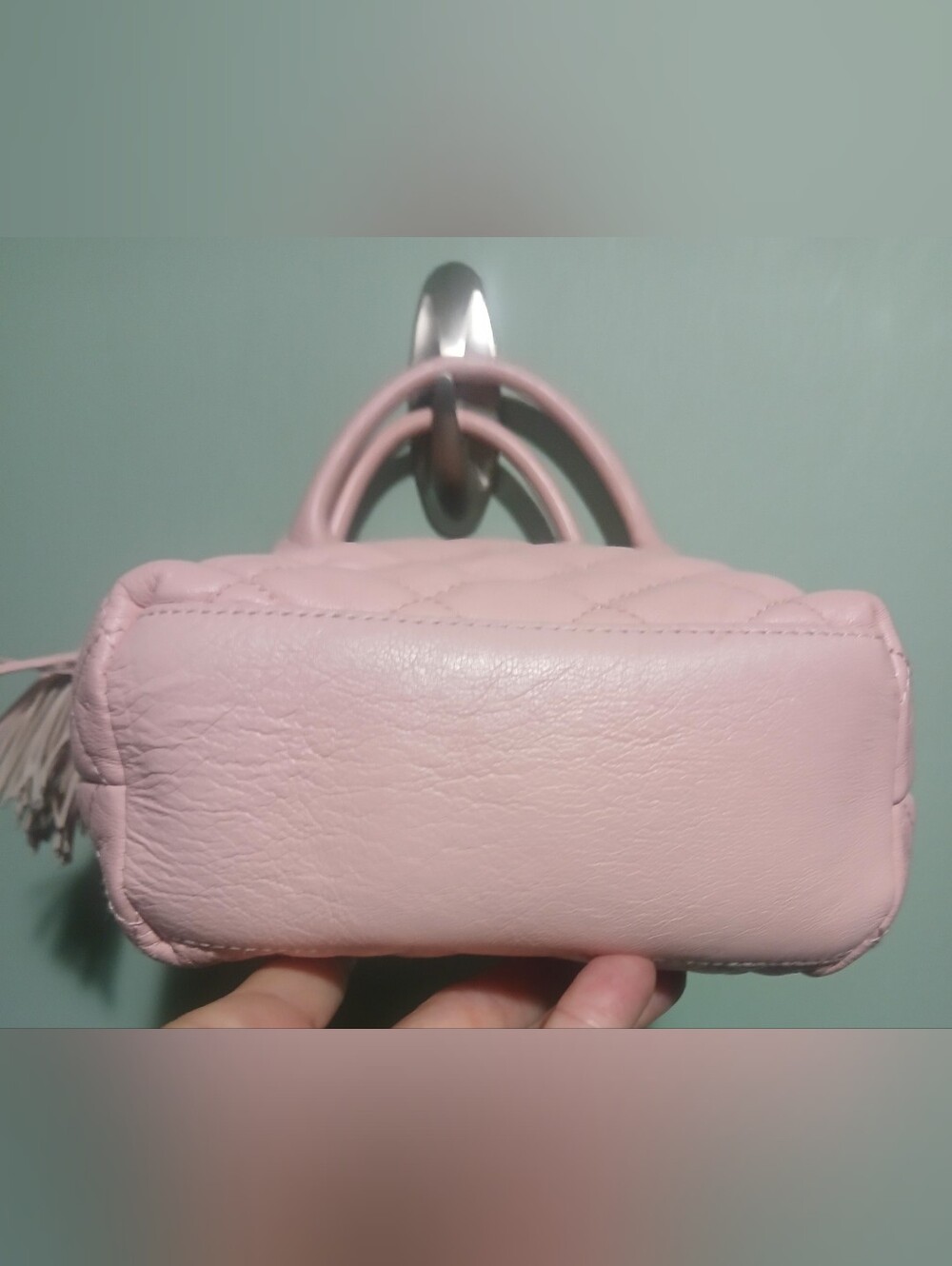 EUC Quilted Pink Leather Bucket Satchel - Picture 4 of 7
